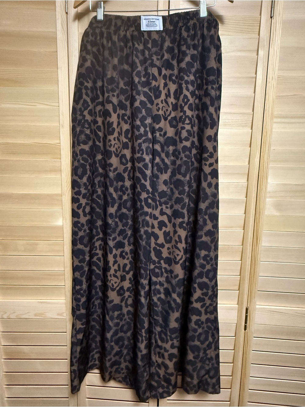 SHEIN Black and Brown Leopard Wide Leg Pants